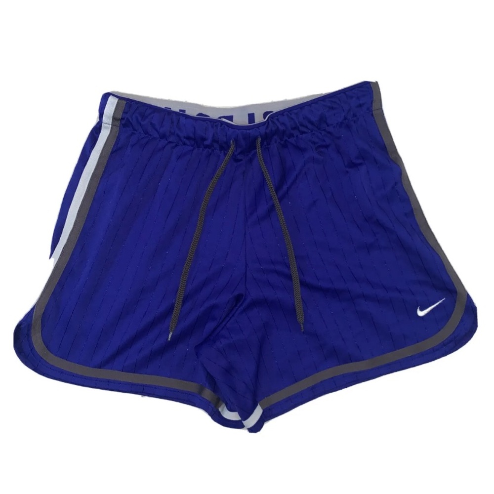 Nike Blue Mesh running jogging shorts pin striped silver tag elastic waist small